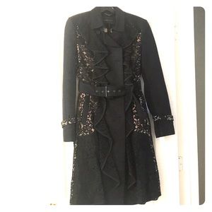 BCBG Max Azria Emmet Black Lace Trench Coat